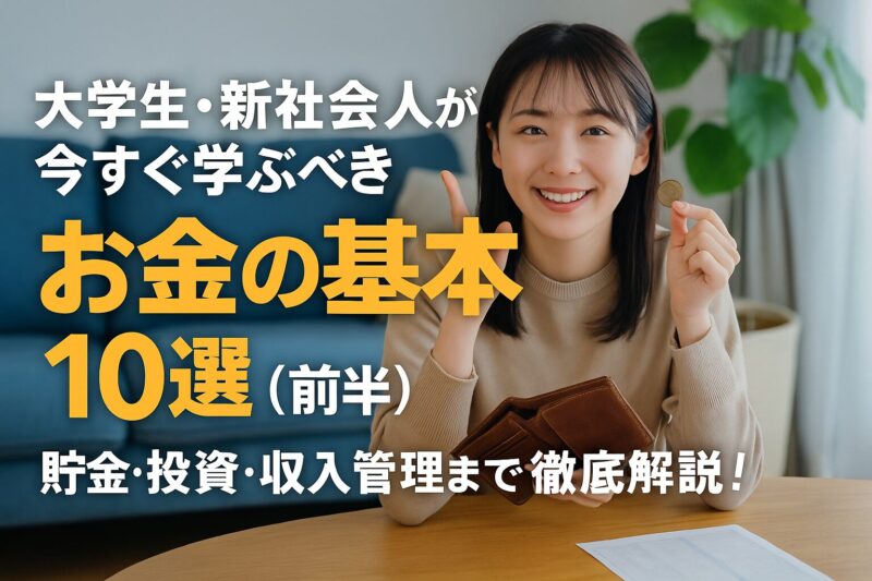 日本人の若い女性が楽しくお金の基本を学んでいる様子の写真（Japanese young woman learning money basics with a smile）