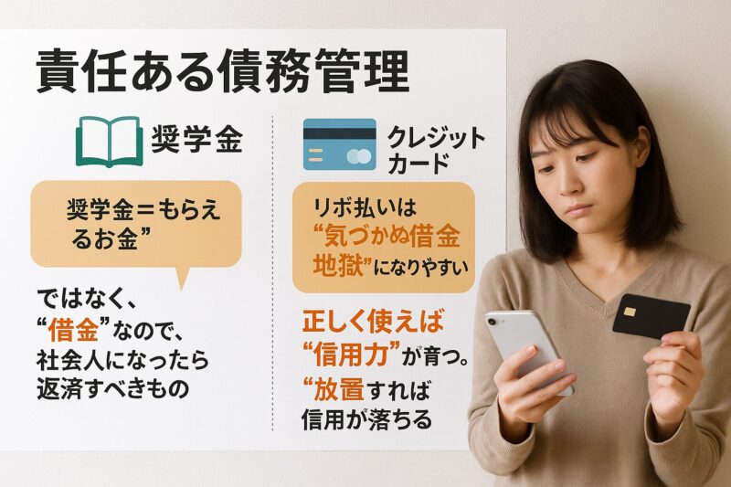 責任ある債務管理を考える日本人女性の写真(Japanese woman considering responsible debt management with credit card)