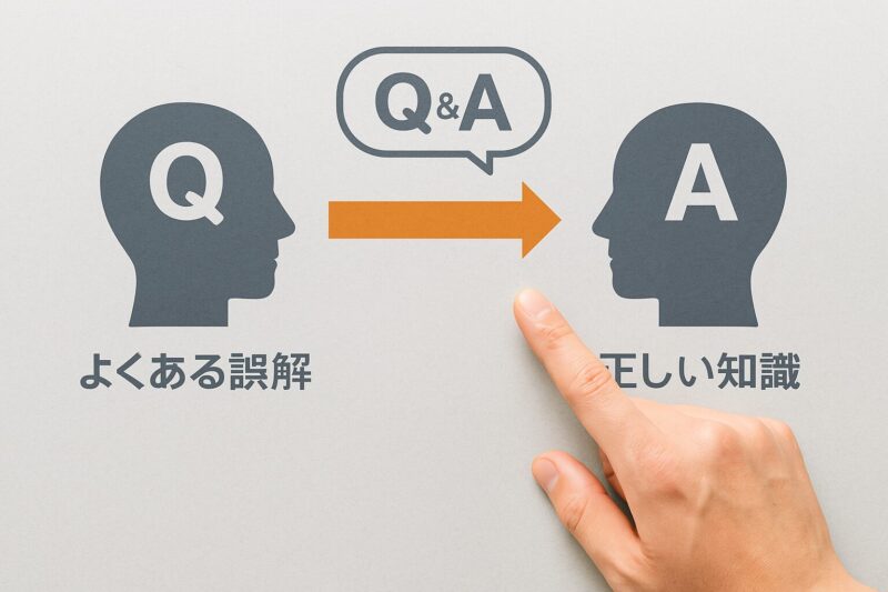 よくある誤解から正しい知識へ導く図解(Diagram illustrating correction from common misunderstanding to accurate knowledge)