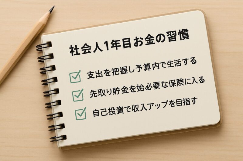 社会人1年目のお金の使い方・貯め方の基本を整理したチェックリスト(Checklist summarizing the basics of money usage and saving habits for first-year employees)