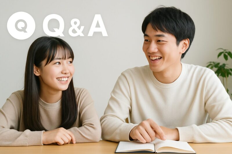 親子がリラックスした空間で学習について話し合う様子を写した写真(A photograph of a Japanese mother and daughter discussing learning in a relaxed setting)