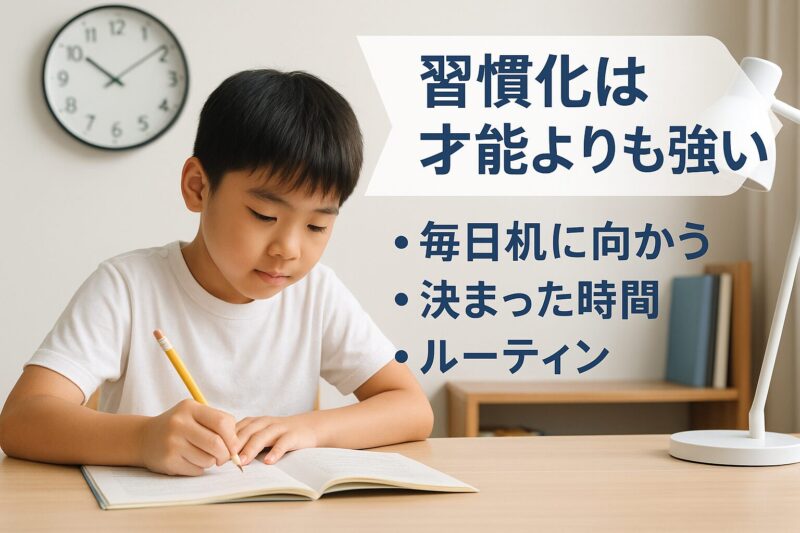 勉強習慣の要点を図解で示す画像(Diagram showing key points of study habit formation)