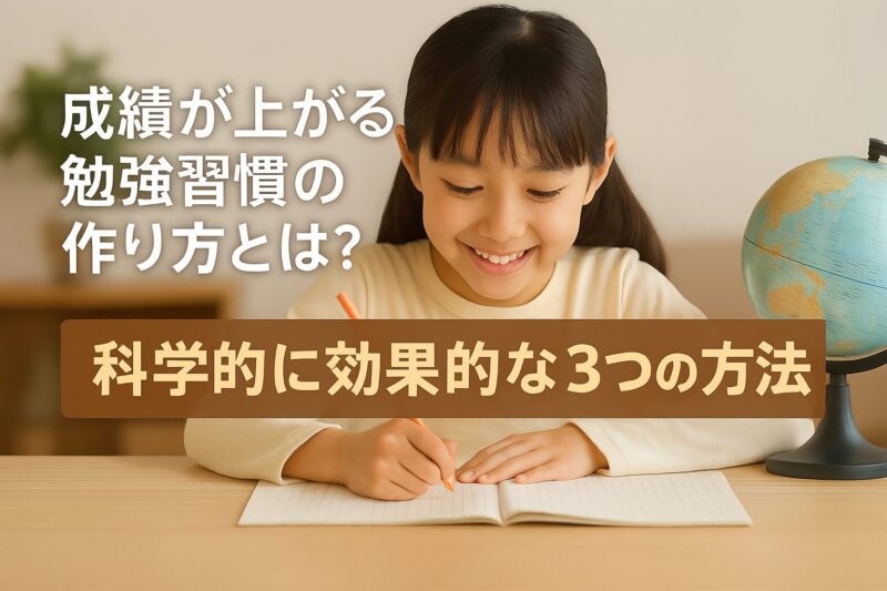 ノートに向かって笑顔で勉強する日本人の小学生の女の子（A Japanese elementary school girl smiling while studying at her desk）